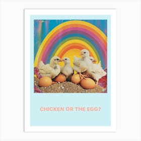 Chicken Or The Egg Retro Rainbow Poster 2 Art Print