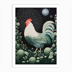 Ohara Koson Inspired Bird Painting Rooster 3 Art Print