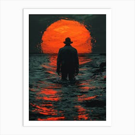 Sunset Man In The Water Art Print