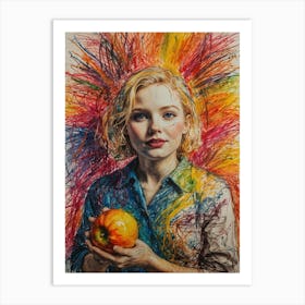 Girl With An Apple 2 Art Print