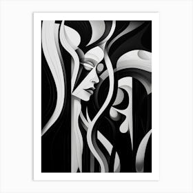 Unity Abstract Black And White 3 Art Print