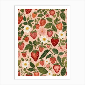 Pastel Strawberry Pattern 1 Art Print