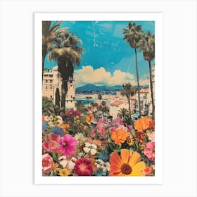 Cannes   Floral Retro Collage Style 2 Art Print