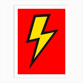 Yellow Lightning Bolt on Red Art Print