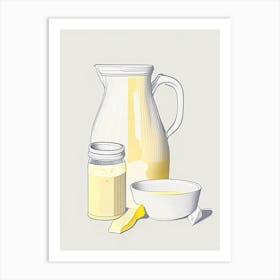 Raw Buttermilk Dairy Food Minimal Line Drawing Art Print
