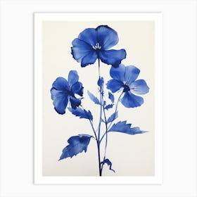 Blue Botanical Flax Flower Art Print