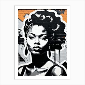 Vintage Graffiti Mural Of Beautiful Black Woman 17 Art Print