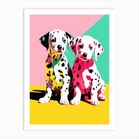 'Dalmatian Pups', This Contemporary art brings POP Art and Flat Vector Art Together, Colorful Art, Animal Art, Home Decor, Kids Room Decor, Puppy Bank - 42nd Art Print