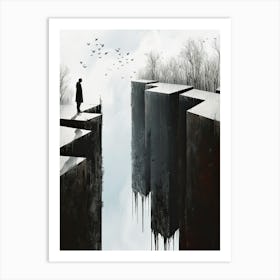 Man Standing On A Cliff, Minimalism 1 Art Print