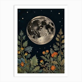 Moon In The Garden Style William Morris 3 Art Print