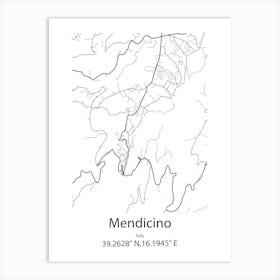 Mendicino,Italy Minimalist Map Art Print