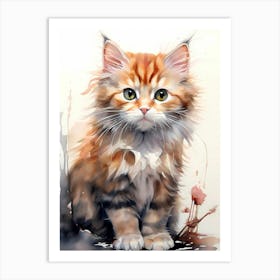 Cat Watercolor Trending Art Print