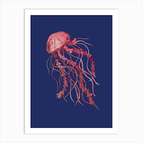 Navy Jellyfish Art Print