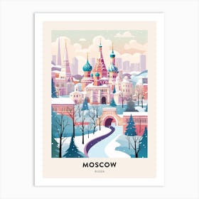 Vintage Winter Travel Poster Moscow Russia 1 Art Print