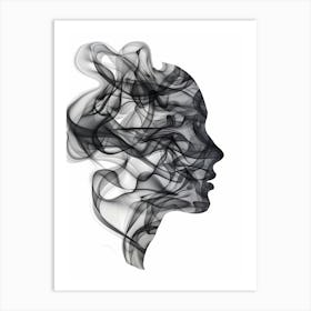 Silhouette Of A Woman With Smoke Art Print