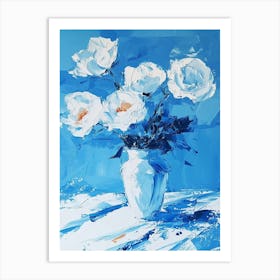 White Roses In A Vase 1 Art Print