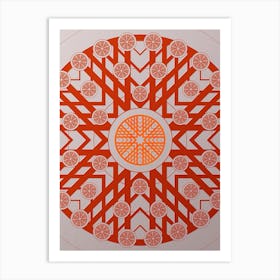 Geometric Abstract Glyph Circle Array in Tomato Red n.0164 Art Print