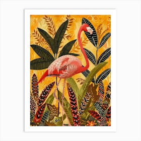 Greater Flamingo And Croton Plants Boho Print 4 Art Print