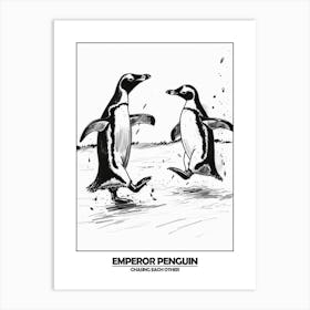 Penguin Chasing Eachother Poster 4 Art Print