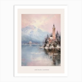 Dreamy Winter Painting Poster Lake Bled Slovenia 3 Art Print