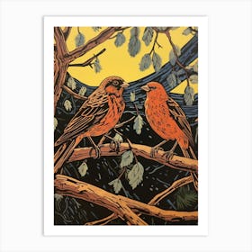 Art Nouveau Birds Poster Yellowhammer 4 Art Print