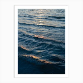 Ocean Waves And Orange Sunlight Art Print