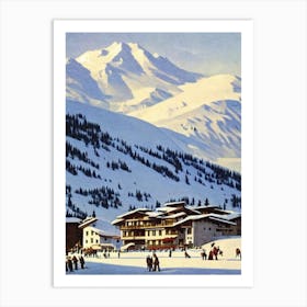 Cervinia, Italy Ski Resort Vintage Landscape 2 Skiing Poster Art Print