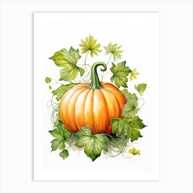 Cinderella Pumpkin Watercolour Illustration 3 Art Print