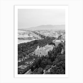 Malaga City, Spain | Black and White Photography Art Print