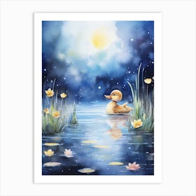 Duckling In The Moonlight 3 Art Print