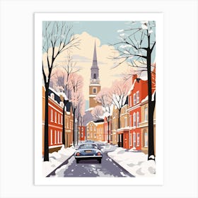 Vintage Winter Travel Illustration Nottingham United Kingdom 1 Art Print