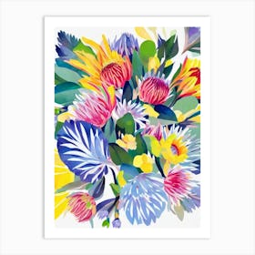 Proteas 2 Modern Colourful Flower Art Print