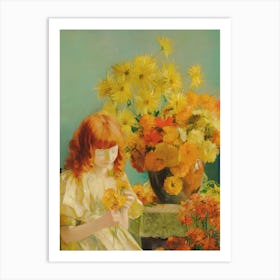 Girl With Flowers 1 Art Print