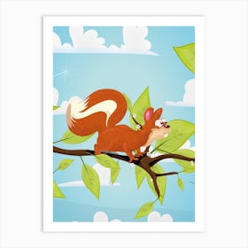 Squirrel On A Branch Art Print