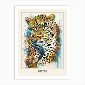 Leopard Colourful Watercolour 4 Poster Art Print