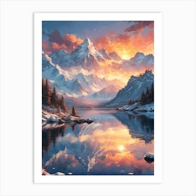 Sunset In The Mountains Art Print