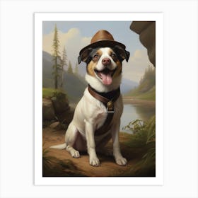 Dog In A Hat Explorer Art Print