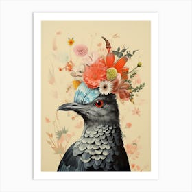 Bird With A Flower Crown Cuckoo 1 Art Print