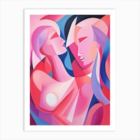 Hugging abstract couple Art Print