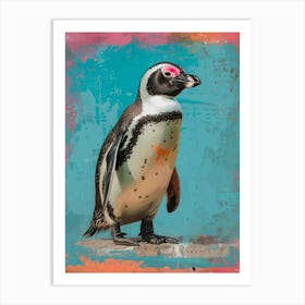 Galapagos Penguin Gold Harbour Colour Block Painting 3 Art Print