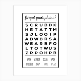 Forget Your Phone Wordsearch Art Print