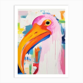 Colourful Bird Painting Stork 2 Art Print