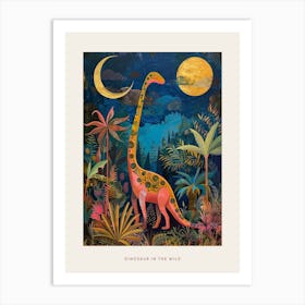 Colourful Dinosaur In The Landscape Painting 2 Poster Art Print