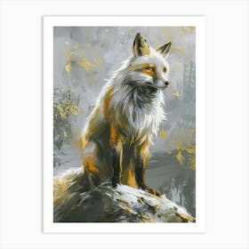 Arctic Fox Precisionist Illustration 3 Art Print