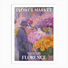 Vintage Flower Market Painting Florence Italy 3 Art Print