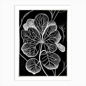 Wood Sorrel Leaf Linocut Art Print