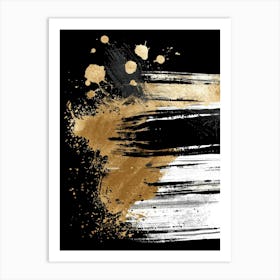 Gold And Black Paint Splatter Art Print