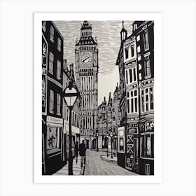 London England Linocut Illustration Style 3 Art Print