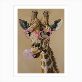 Giraffe With Glasses Art Print