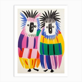 Colourful Kids Animal Art Porcupine 1 Art Print